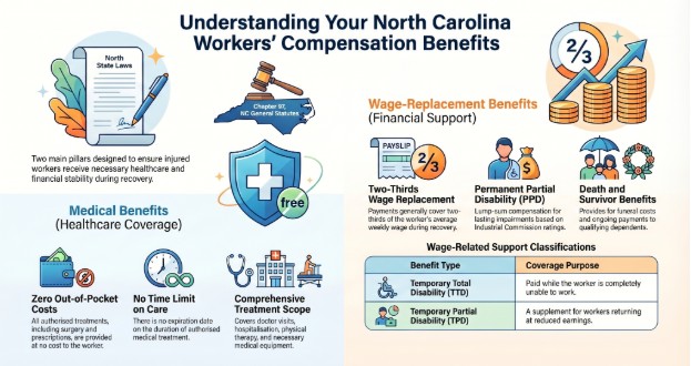 What Benefits Can I Receive Under North Carolina Workers’ Compensation?